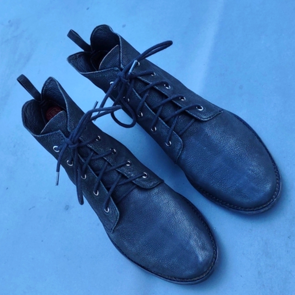 Sam Edelman Mare Black Zenabuk Leather Unisex Lace Up Bootie